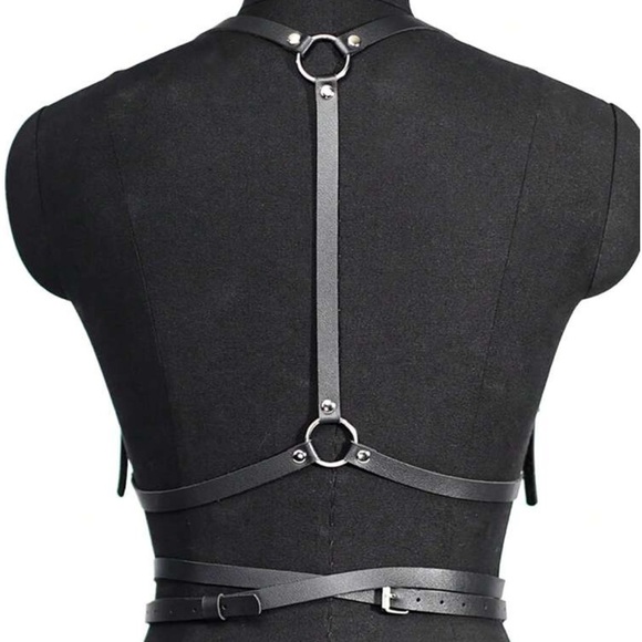 Vegan Leather Wrap-Around Suspender Harness Belt - Picture 3 of 9